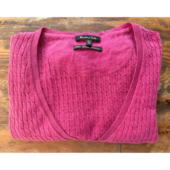 A4 Massimo Dutti Pink Silk Cotton Cashmere Blend V-Neck Long Sleeve Sweater - Picture 1 of 7